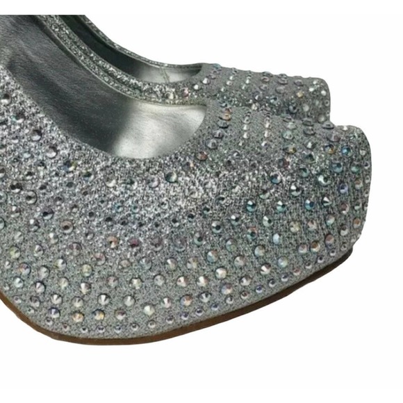 Le Miu ELSA Silver Rhinestone Bling Platform Stiletto Heels Wedding Prom Sz 8.5 - Picture 5 of 11